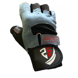 safety Exprets Weight lifting leather Men Gloves Heavy Duty Gym Power Training Wrist Strap - L, Black