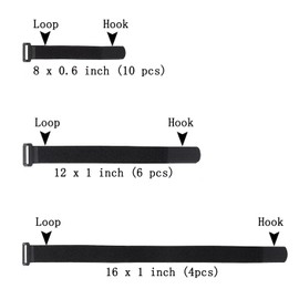 20 Pack(8"-12"-16") Reusable Fastening Cable Straps and Cable Ties Set Hook and Loop Straps Nylon Cable Ties Organizer Fastener Management Wire Straps