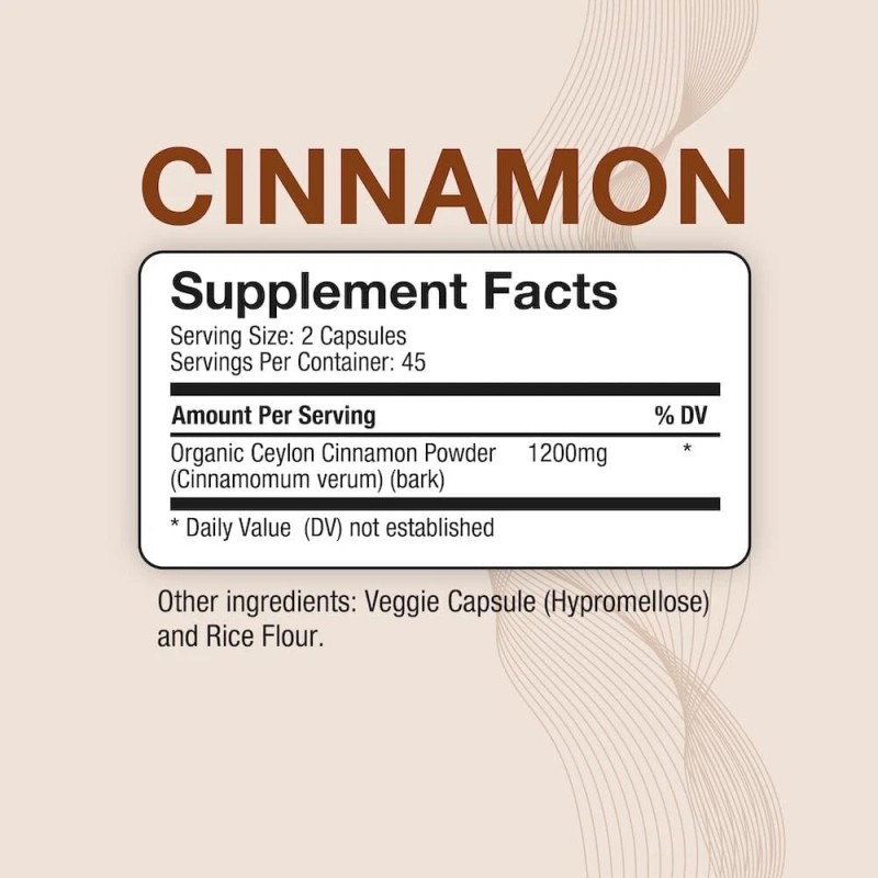 Puregen Labs Organic Cinnamon (Ceylon Cinnamon) 1,200mg Serving 90 Veggie