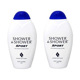 Polvo corporal absorbente de ducha para ducha, deporte, botellas de 13 onzas, Paquete con 2