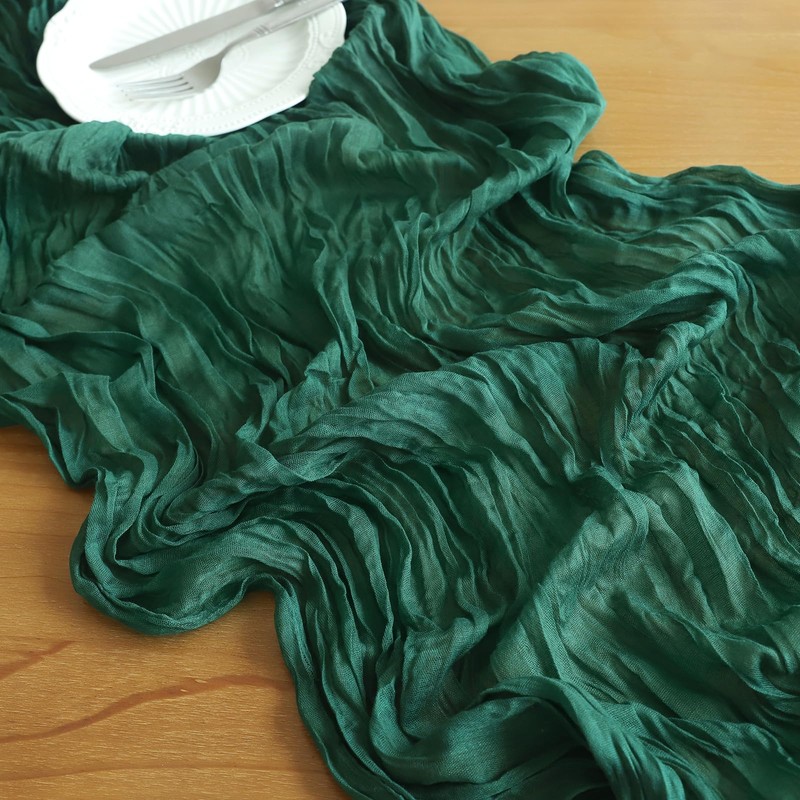 Christmas Table Runner, 10FT Emerald Green Table Runner Cheesecloth Table
