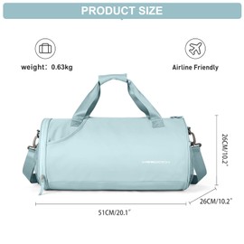 Gym Bag for Women Mens with Wet & Shoe Compartment,Small Duffle Bag for Travel Sport Gym Tote Bags Workout Bag Overnight Weekender Bag Carry on Travel Bag LIGHT BLUE