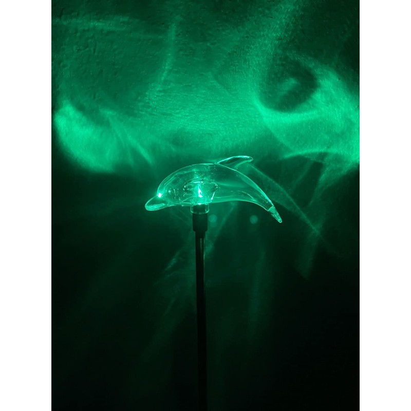 Set of 2 Clear Acrylic Dolphin Solar Power Outdoor Garden