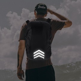 M METERXITY Backpack Rain Cover - Waterproof Lightweight Cover with Arrow Reflective Strap, Apply to Cycling/Hiking/Mountain Climbing (30-40L, M, Black)
