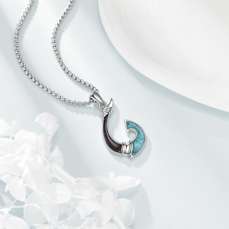 ONEFINITY Fish Hook Necklace 925 Sterling Silver Hawaii Fishing Hook