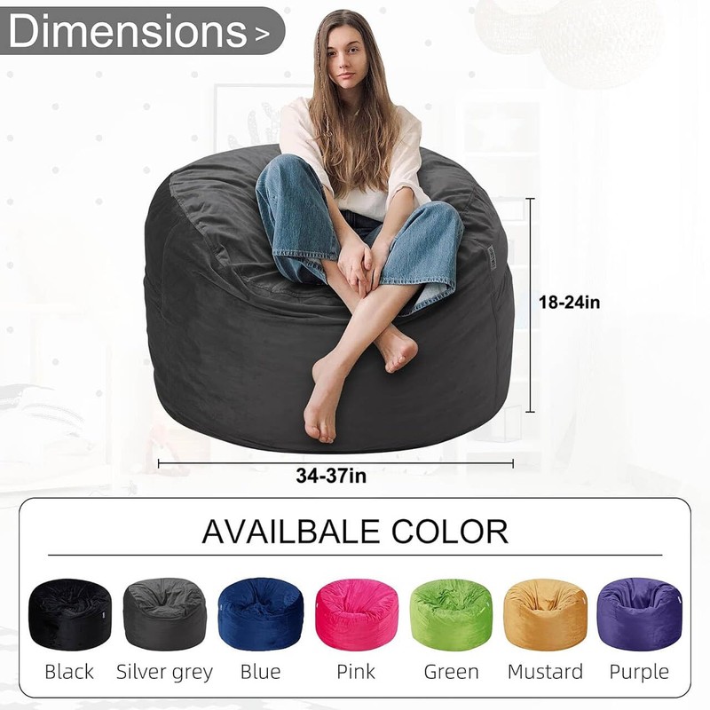 HABUTWAY Bean Bag Chair 3Ft Luxurious Velvet Ultra Soft Fur