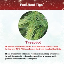 Treepool 3FT Tabletop Artificial Christmas Tree with 209 PE Branch Tips, Pinecones, Unlit Small Xmas PE Trees with Cement Base Wrapped in Burlap,Green