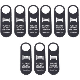 Zerodeko 9Pcs Do Not Disturb Door Hanger Sign, Leather Hotel Hanging Door Sign Please Make Up Room Double Sided Sign Reminder Sign for Room, Hotel, Office, Bedroom, Bathroom ( Black )