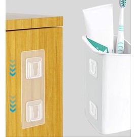 HQHC1996 for Transparent Double Sided Adhesive Hooks AB Wall Hooks, Clear Self Adhesive Sticker Hooks, No Drill Wall Hooks, Hang Items on Wall for Kitchen, Bathroom, Office, Basket, No Screw-4PCS