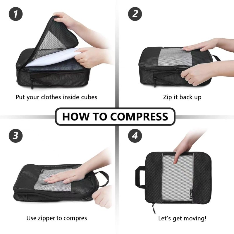 Compression Packing Cubes Set – 5 Lightweight Luggage Organizers for