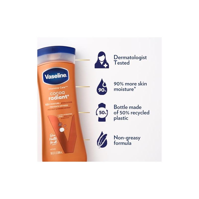 Vaseline Intensive Care Cocoa Butter Deep Conditioning Lotion, 10 Ounce