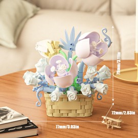 Vilbocr Mini Flower Building Block Set, Flower Blocks Toy, Plants and Succulent Toy, Building Block Flower Pot, Botanical Collection, Birthday Gift (Daffodil 166 Pieces)