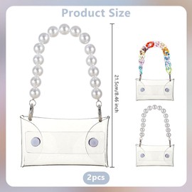 OLYCRAFT 2 Style PVC Mini Wallet Key Ring 21.5 cm Coin Purse Key Ring Transparent Hand Purse with Transparent Plastic Cushion Covers for Storage of Coins, White