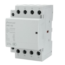 Shopcorp 4 Pole Contactor 120v Coil Normally Closed (NC) 60 amp IEC 400V AC Contactor, 110/120VAC Coil, 40a Motor Load, Lighting Load 60A, Silent Operation with Mounting Base for DIN Rail