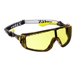 voltX 'QUAD' 4 in 1 YELLOW Lens Safety Glasses, with foam insert, removable headstrap, CE EN166f certified