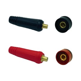 Set of 4 TIG Welding Cable Panel Connector Socket Set DKJ10-25 and DKZ10-25 Quick Assembly, Red and Black