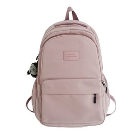 JARKJARD Aesthetic Backpack Cute Backpack for School College Backpack Large Capacity Bookbags for Girls Women Students Casual Travel Daypacks Solid Color(Pink)
