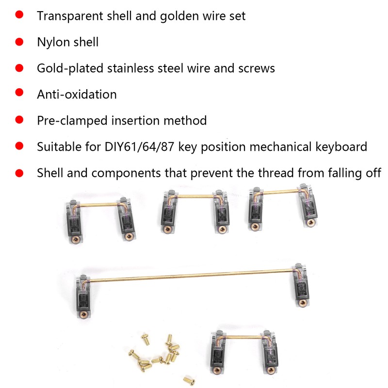 Mechanical Keyboard Stabilizer with GoldPlated Screws Computer Accessory for DIY