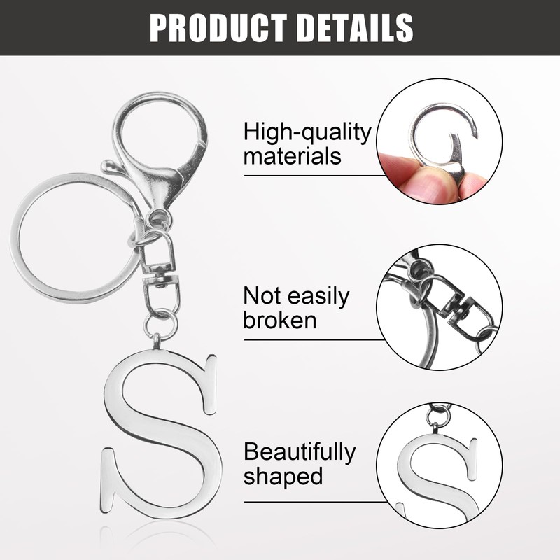 ORUZA Letter Keyring Alphabet Initial Keychain, Metal Letter Key Ring