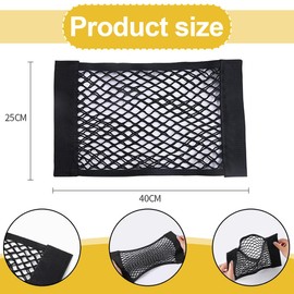 2 Stück Kofferraum Netztasche mit Klett • Organizer Netz fürs Auto zum Aufbewahren & Verstauen • 40x25 cm, Elastischer Rand hält Lasten Fester, Kfz Aufbewahrungsnetz Universal für Auto/SUV