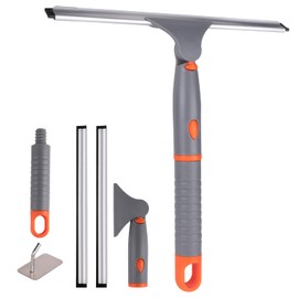 All Purpose 10inch Shower Squeegee with 2pcs Rubber Wiper Blade Window Squeegee Soft Safe to Clean Shower Door Bathroom Car Windshield Glass Mirrors