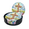 Coasters for Drinks with Holder Easter Rabbits Leather Coasters 6