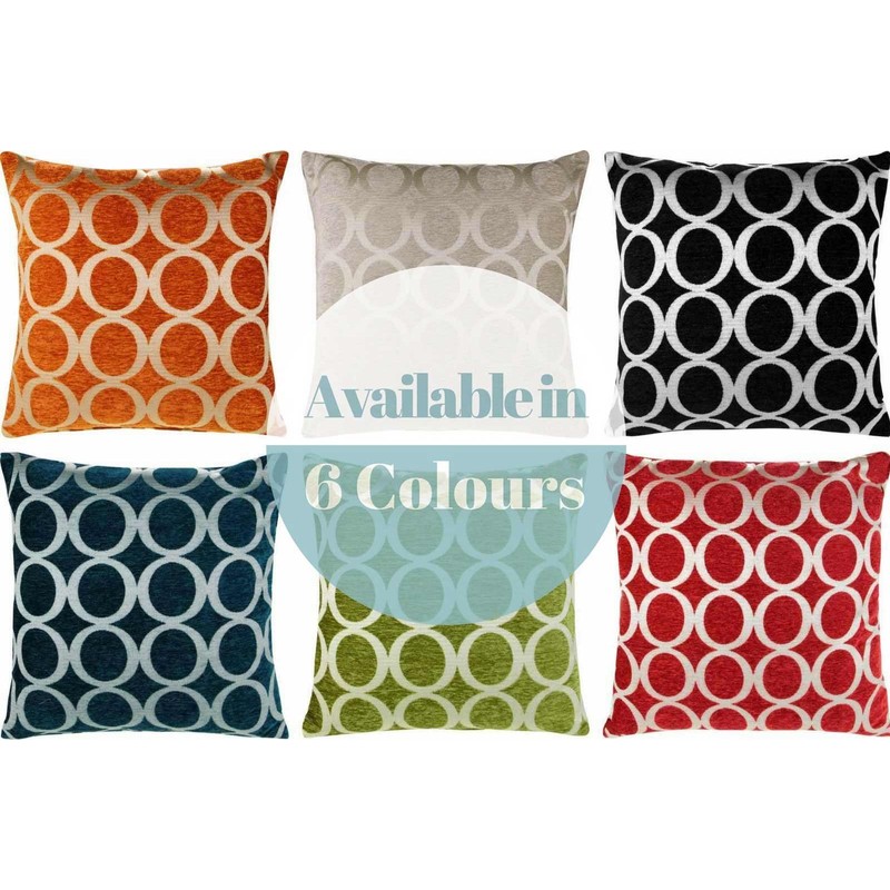 Lime Green/Cream Faux Chenille Cushion Cover Circles Design