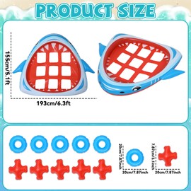 Conderyang Pool Games Giant Shark Tic-Tac-Toe Inflatable Pools Toy with 10 Balls 2-10 Players Floating Water Game Toys Outdoor Play Toys for Summer Swimming Pool and Backyard Yard Family Holiday Party