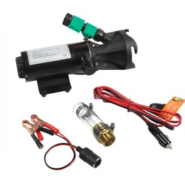 RV Macerator Pump, 12V Water Pump with RV Sewer Hose, RV Waste Pump with Quick Release Discharge Port, Sewage Pump with Fresh Water Rinse, Garden Hose