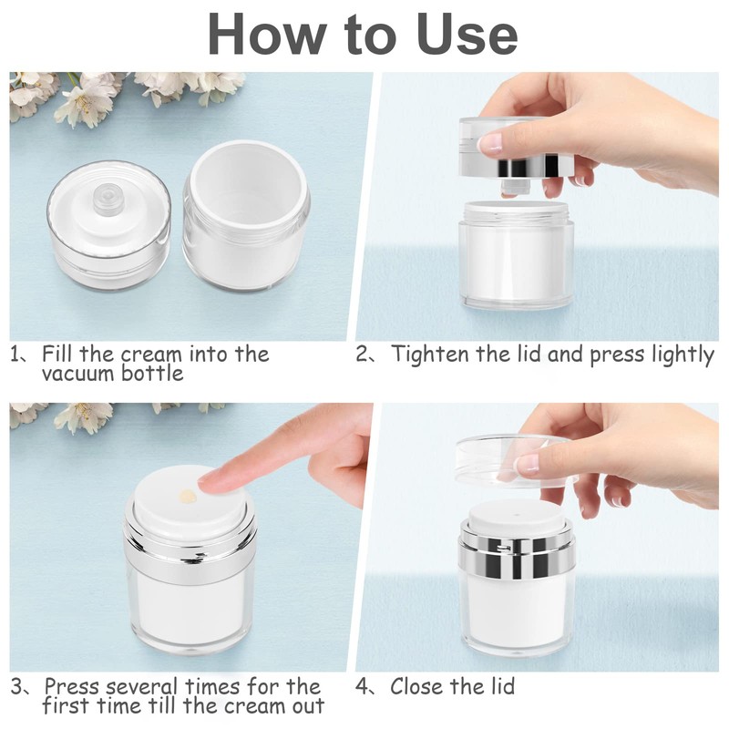 Pack of 3 Airless Pump Jars, 50 ml/50 g, Cream