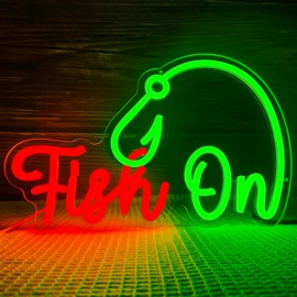 Fish On Neon Sign Dimmable fish on led sig Vibrant fishing neon lights to ignite your fishing passion