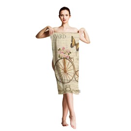 oFloral Hand Towels Vintage Postcard with Flowers Butterfly Old Bicycle Brown,Soft Comfortable Super-Absorbent Towel for Bath/Kitchen/Yoga/Golf/Hair Towel for Men/Women 15X30 Inch