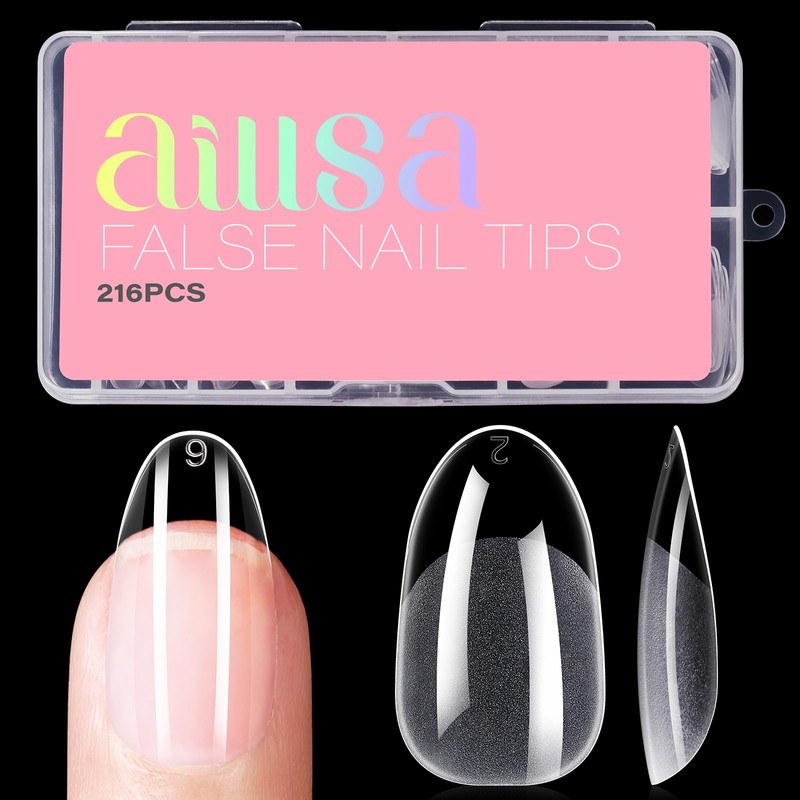 AILLSA Puntas de Uñas Ovaladas Cortas, Cobertura Total, Uñas de