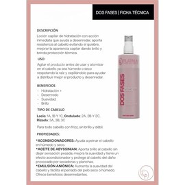 Platinum Dos Fases Hidratante Capilar, Desenredante y Termoprotector, 320gr, Rosa