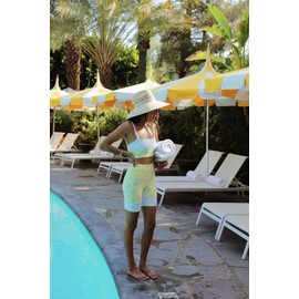 Bandier x Sincerely Jules_The Rue Ruffle Bra Canary/Aqua Floral Ditsy Dip Dye-L