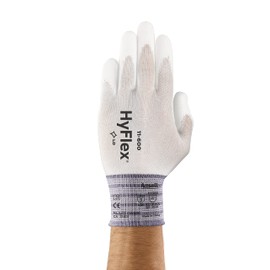Ansell HYFLEX 11-600 Light Duty Nylon Industrial Gloves w/Palm Coating for Metal Fabrication, Automotive - XL (10), White (3 Pairs)