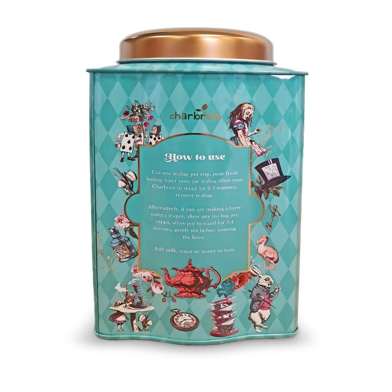 Alice In Wonderland English Breakfast Metal Tea Tin Caddy Gift