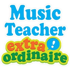 CafePress Music Teacher Extraordinaire Medium Die Cut Sticke Medium Die Cut Sticker, 5.75" x 5.75" Glossy Finish
