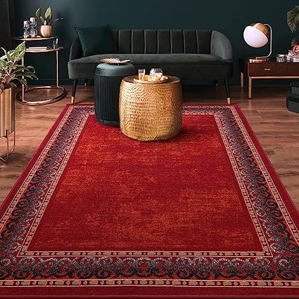Antep Rugs Alfombras Bordered Modern 5x7 Non-Slip (Non-Skid) Low Pile