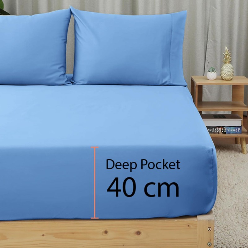 SSW HOMES Fitted Sheet Extra Deep 40cm, Brushed Microfiber Breathable