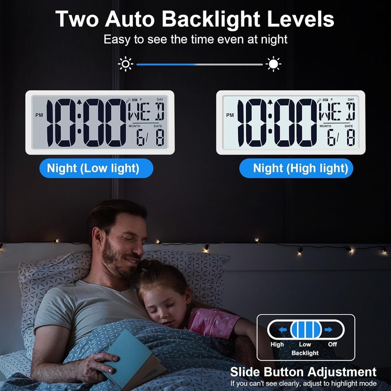 Xflyee Bluetooth Time Sync Digital Wall Clock Battery Operated with