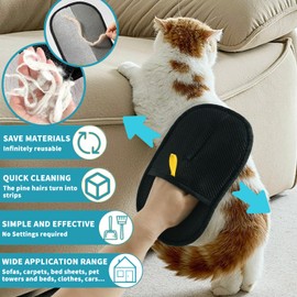 2 PCS Pet Hair Removal Glove,Pet Dog Cat Grooming Glove,Gentle Deshedding Brush Glove Reusable Efficient Pet Hair Remover Mitt,Versatile Grooming Gloves for Dogs,Cats,Rabbits with Long/Short Fur