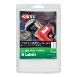 Avery Durable Multi-Surface ID Labels, Ultrahold Adhesive, White, 3/4" x 1-3/4", 120 Pack (61521)