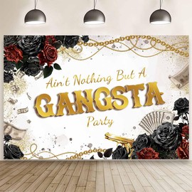 MEHOFOND 7x5ft Gangster Birthday Backdrop Ain't Nothing But A Gangsta Party Photography Background 70s 80s 90s Hippie Retro Birthday Party Decor Floral Money Gangsta Hip Hop Party Banner Photo Props
