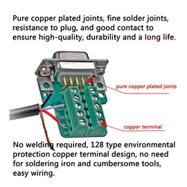 Harrisen Pack of 2 Solderless DB9 RS232 D-SUB Male Serial Adapter, Thinner Breakout Board with 9-Pin Port Terminal Connector and Case Long Pin Tailpipe (2 Pieces Thin Connector)