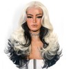 Blonde With Black Glueless Feather Layered Wig With Bangs 13x6
