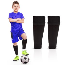 Kids Sock Sleeves Football - Anti Slip Leg Sleeve Socks Junior - Calf Compression | Fits Over Calf Shin Pads | Soft, Durable, Breathable, Quick Dry | Indoor & Outdoor Sports, PE, Everyday | One Size