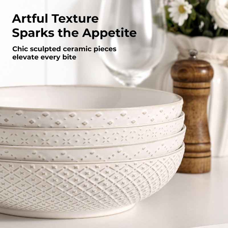 Y YHY 8.5" Pasta Bowls Set of 4, 30 oz