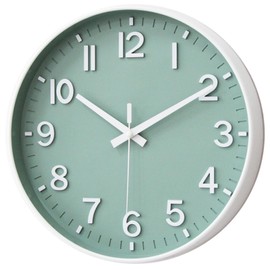 HZDHCLH Wall Clock 12 Inch Silent Non Ticking Quartz Modern Decorative Clock for Office Classroom Home Living Room Bedroom(Green white)