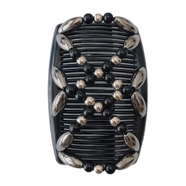 Lovef Comb Hair Clips for Women and Girls Stylish and Fashionable Accessories for Easy Hair Dos Tribal (White Black and Gold) (Black)